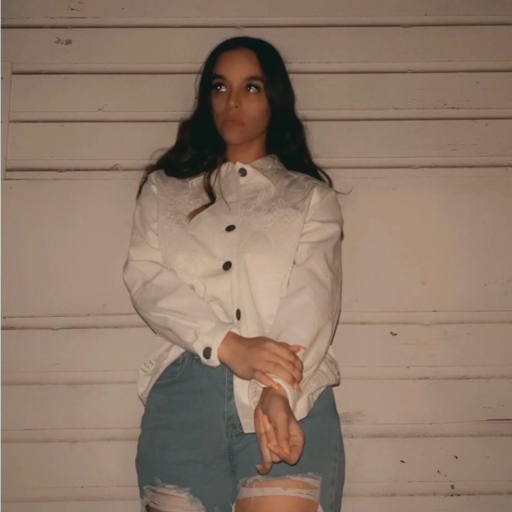 Embroidered White Button Down